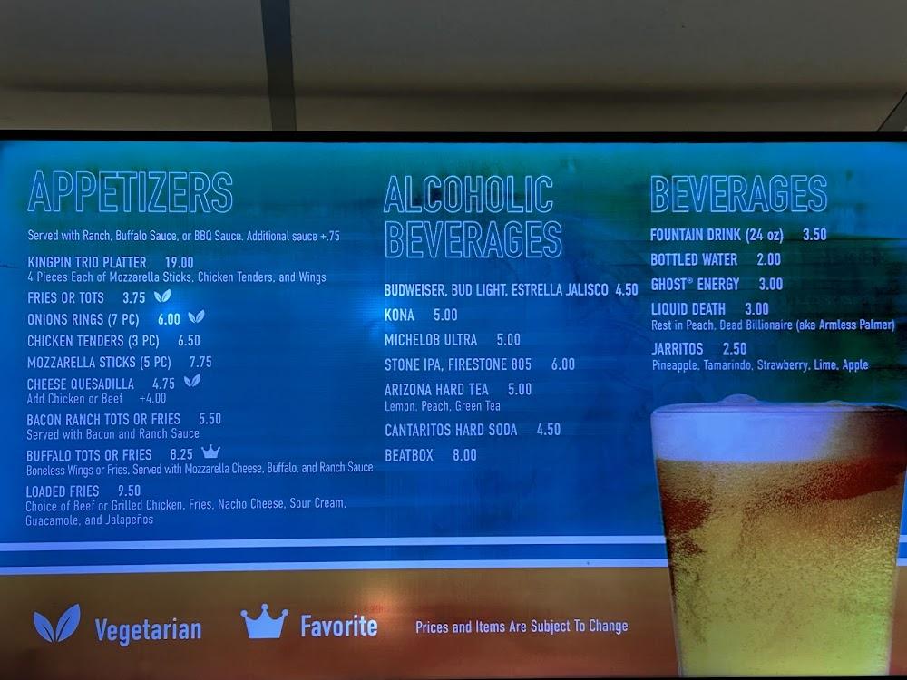 Desert Lanes & Kingpin Pizzeria Cafe Menu image 2